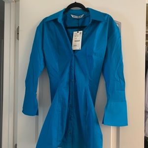 Zara blue button down dress